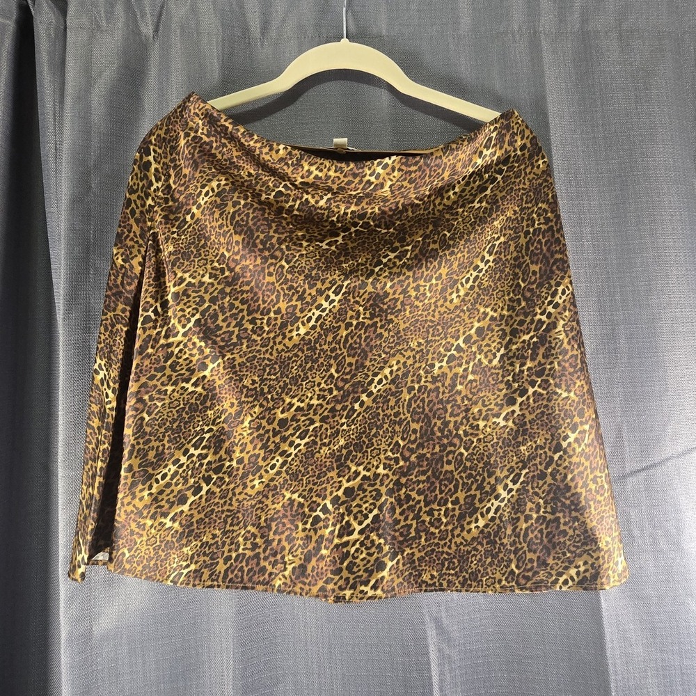CAMI NYC Womens Brown Black Leopard Animal Print Short Mini Skirt Regular L